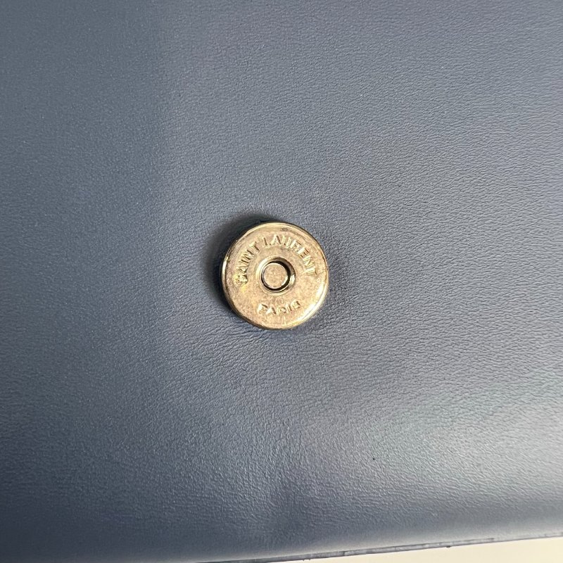 YSL 藍色銀扣流蘇KATE斜背包-8