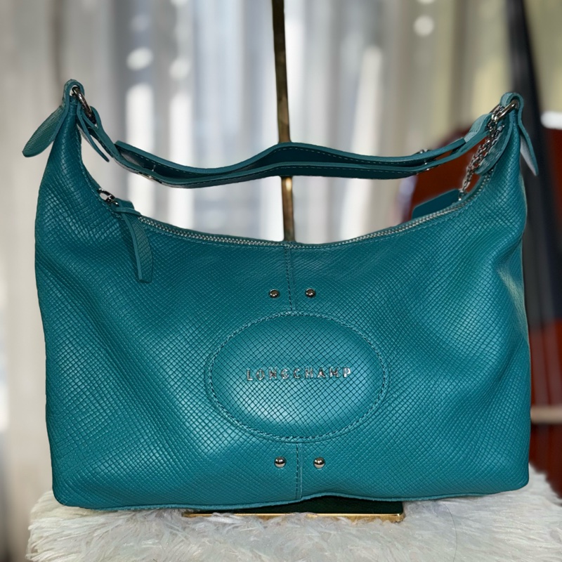 🌸Longchamp 藍綠色/綠松石色 |弧形肩背包(hobo bag)-7