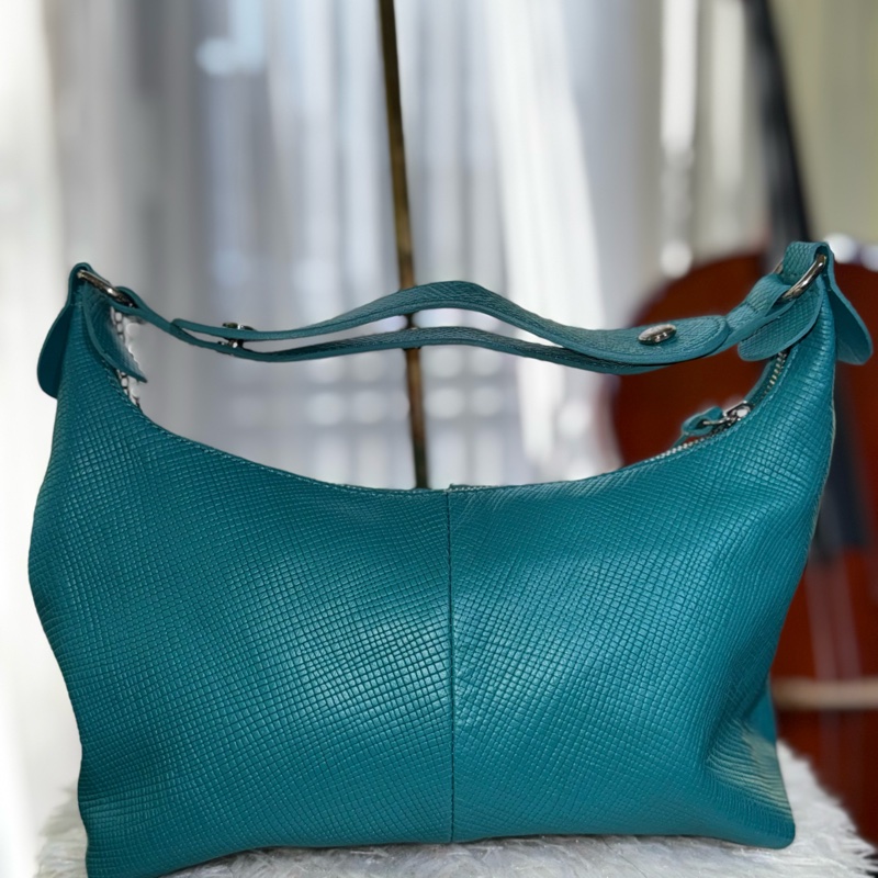 🌸Longchamp 藍綠色/綠松石色 |弧形肩背包(hobo bag)-9