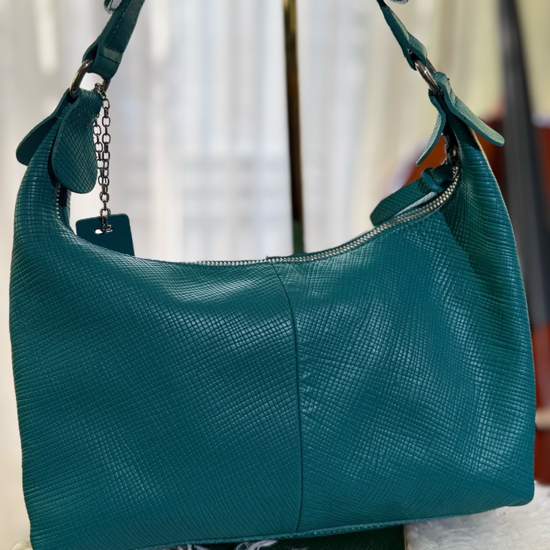 🌸Longchamp 藍綠色/綠松石色 |弧形肩背包(hobo bag)-10