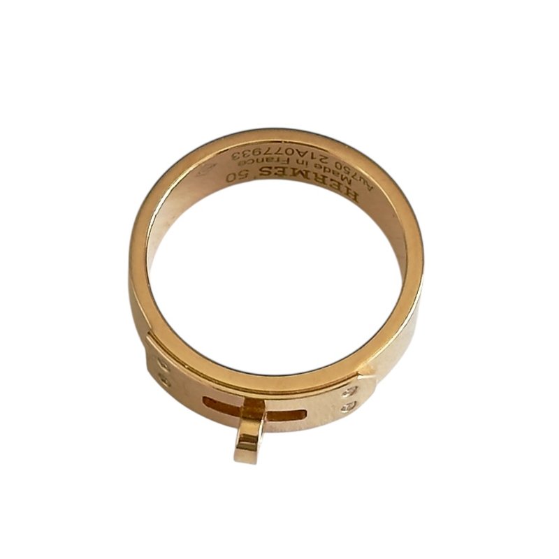 HERMES Kelly 18K玫瑰金 4鑽 戒指-10