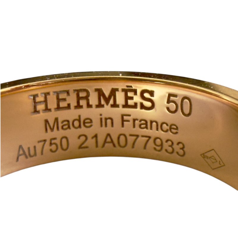 HERMES Kelly 18K玫瑰金 4鑽 戒指-11