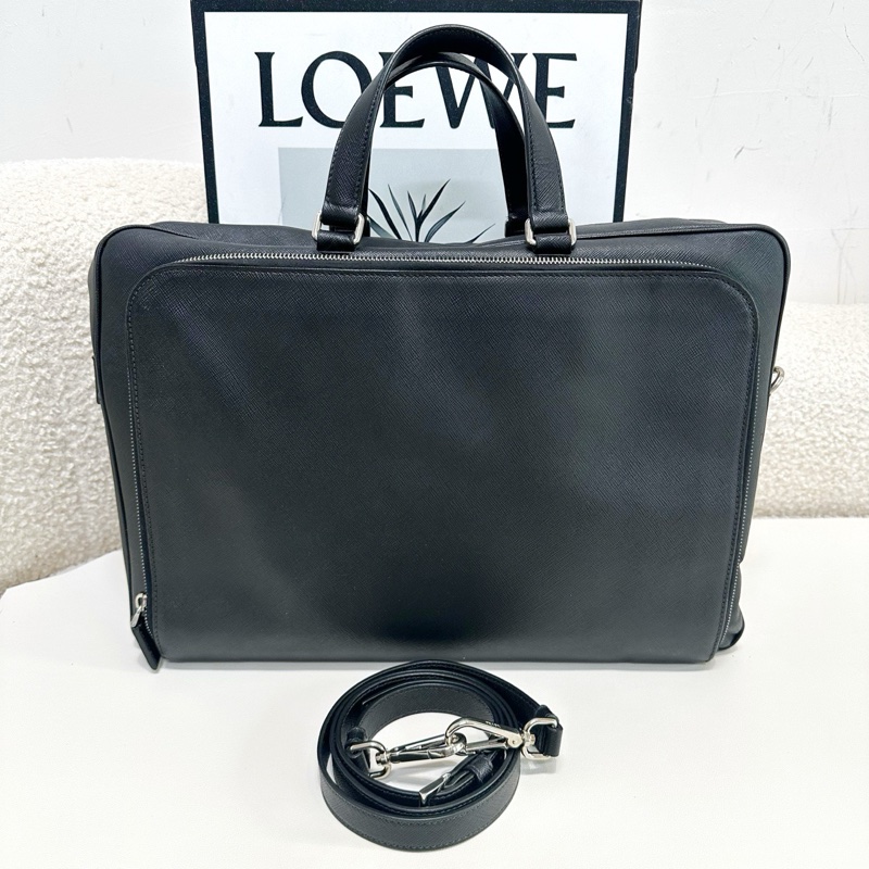 Prada/普拉達  男士手提包 適合商務用電腦文件都能裝 尺寸：40×28×8-0