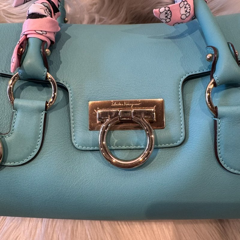 Salvatore Ferragamo 手提法棍包 Tiffany藍-2