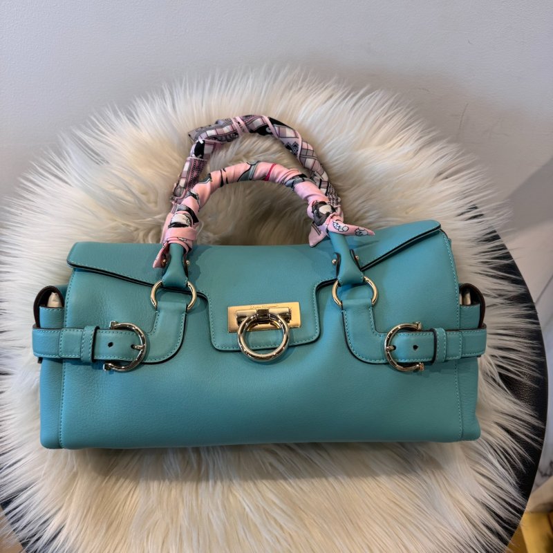 Salvatore Ferragamo 手提法棍包 Tiffany藍-0