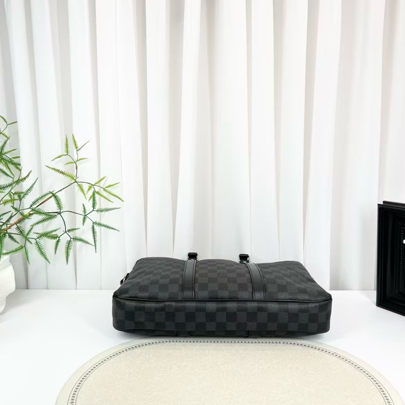 LV 96新 黑灰棋盤格手提公文包 時尚型男必備37×27x6cm-1
