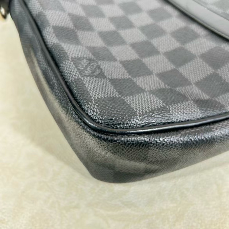 LV 96新 黑灰棋盤格手提公文包 時尚型男必備37×27x6cm-6