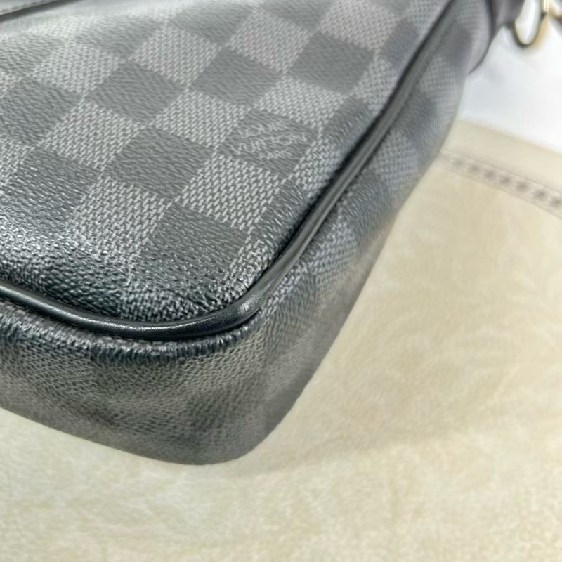 LV 96新 黑灰棋盤格手提公文包 時尚型男必備37×27x6cm-8