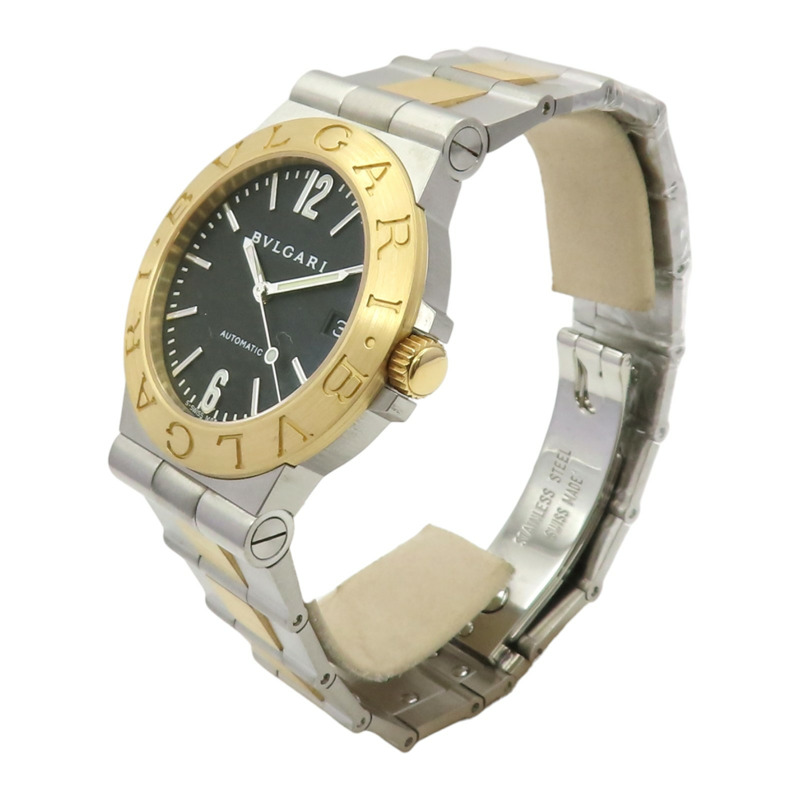 黑色錶盤 18K黃金 不鏽鋼 Diagono Sport 腕錶【BVLGARI 寶格麗】 LCV35SG-3