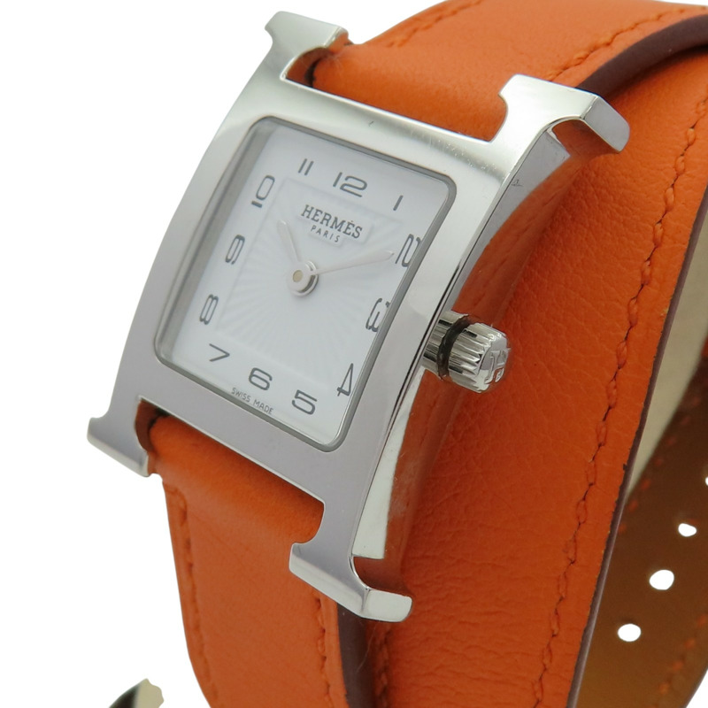 白色錶盤 皮帶 不鏽鋼 Heure H 腕錶【HERMES 愛馬仕】 HH1.210-2