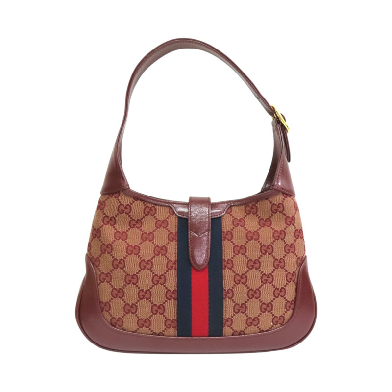 酒紅色帆布 Jackie 1961 肩背包 636706【GUCCI 古馳】 636706-1