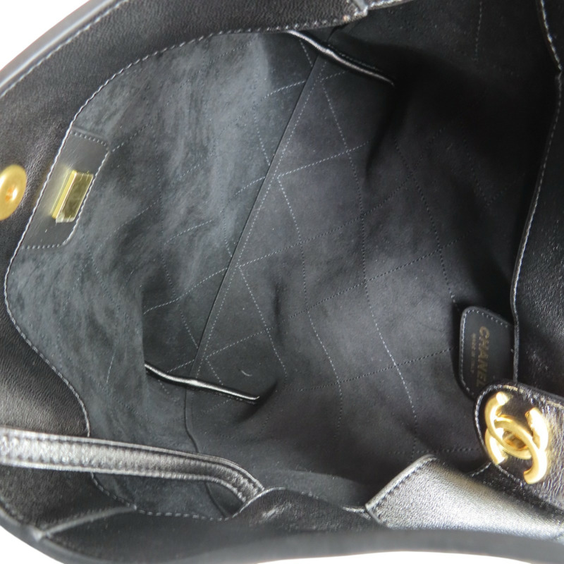 黑色 羊皮 Hobo 肩背包 金扣【CHANEL 香奈兒】 AS5425-4