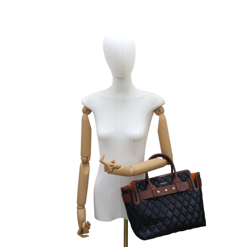 黑/棕色 牛皮 Triple Stud Belt Bag 肩背包【BURBERRY 巴寶莉】 8023129-10