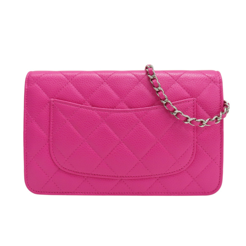 粉色 荔枝紋 牛皮 WOC 肩背包 銀扣【CHANEL 香奈兒】 A33814-1