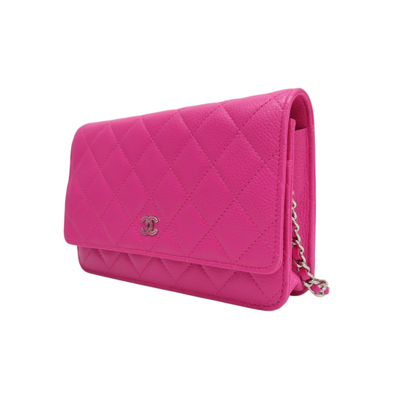 粉色 荔枝紋 牛皮 WOC 肩背包 銀扣【CHANEL 香奈兒】 A33814-2