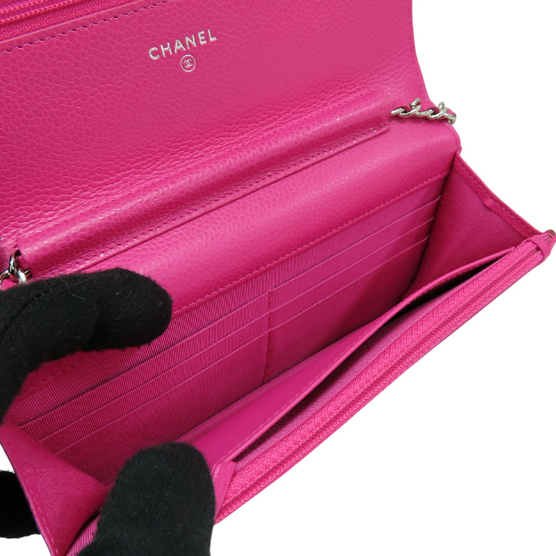 粉色 荔枝紋 牛皮 WOC 肩背包 銀扣【CHANEL 香奈兒】 A33814-6