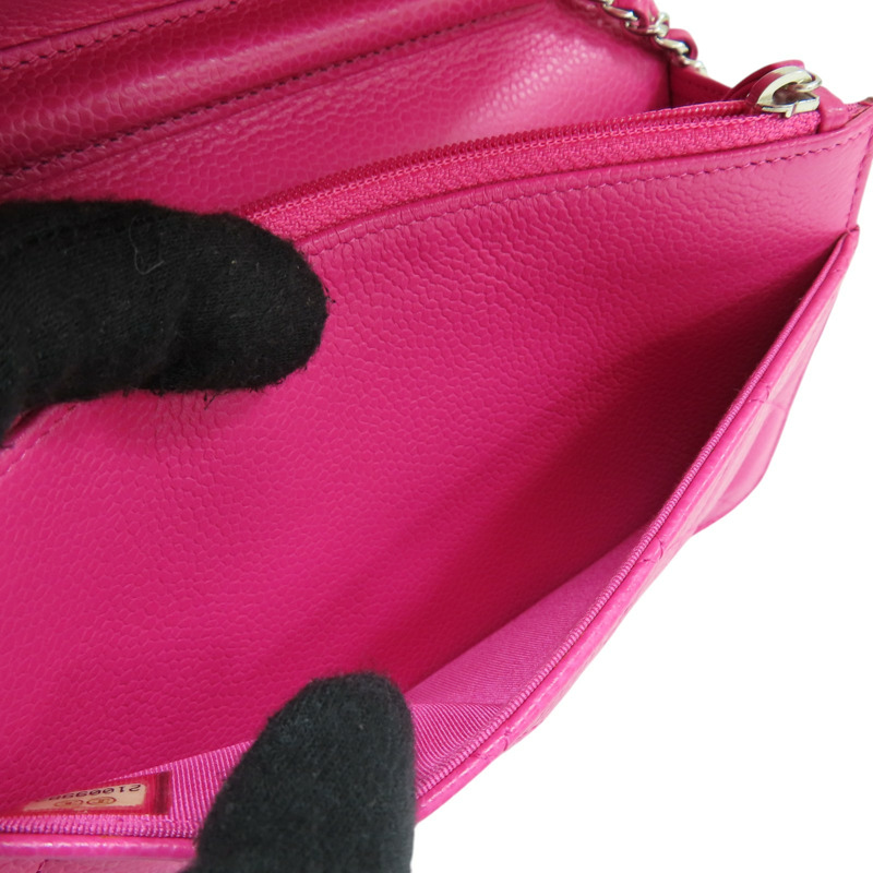 粉色 荔枝紋 牛皮 WOC 肩背包 銀扣【CHANEL 香奈兒】 A33814-8