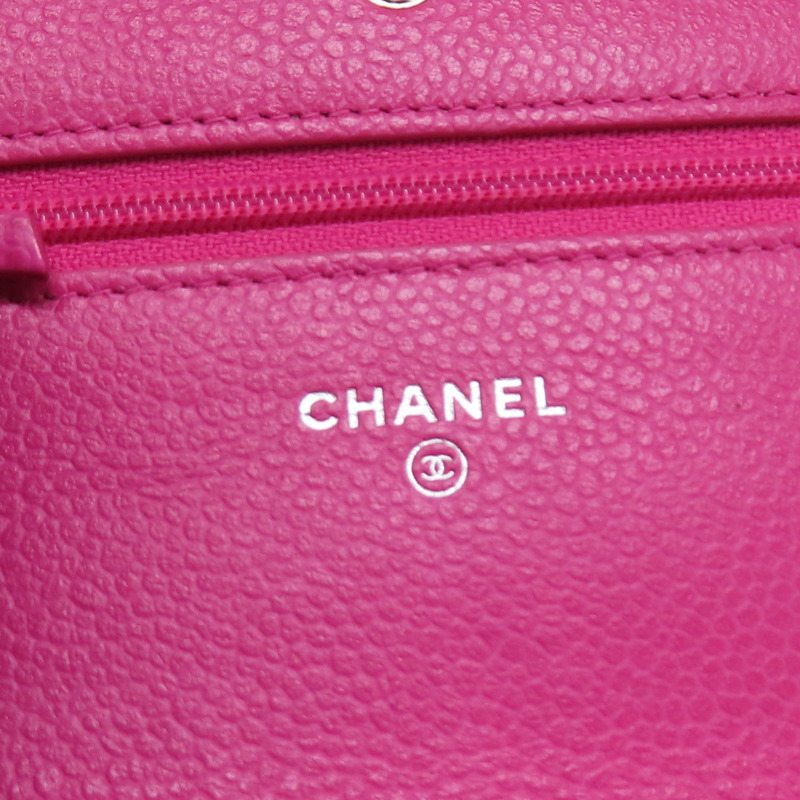 粉色 荔枝紋 牛皮 WOC 肩背包 銀扣【CHANEL 香奈兒】 A33814-10