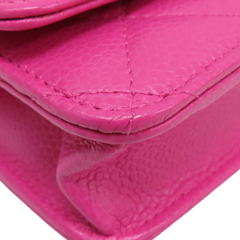 粉色 荔枝紋 牛皮 WOC 肩背包 銀扣【CHANEL 香奈兒】 A33814-14