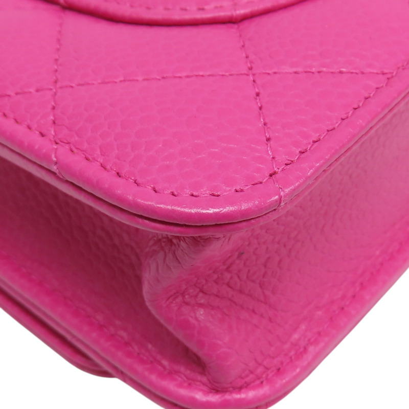 粉色 荔枝紋 牛皮 WOC 肩背包 銀扣【CHANEL 香奈兒】 A33814-16