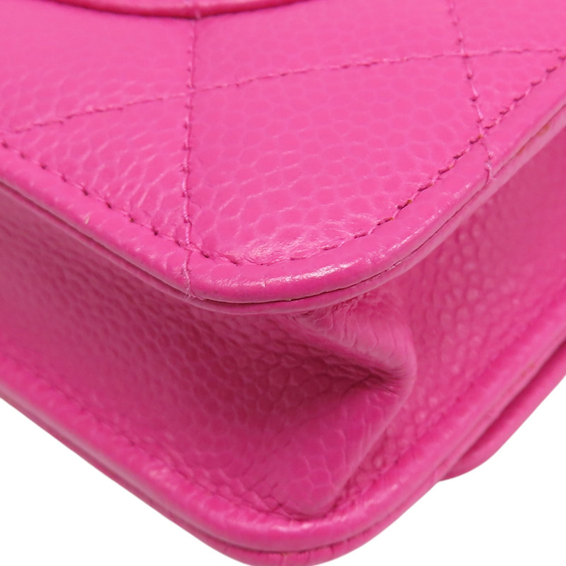 粉色 荔枝紋 牛皮 WOC 肩背包 銀扣【CHANEL 香奈兒】 A33814-17