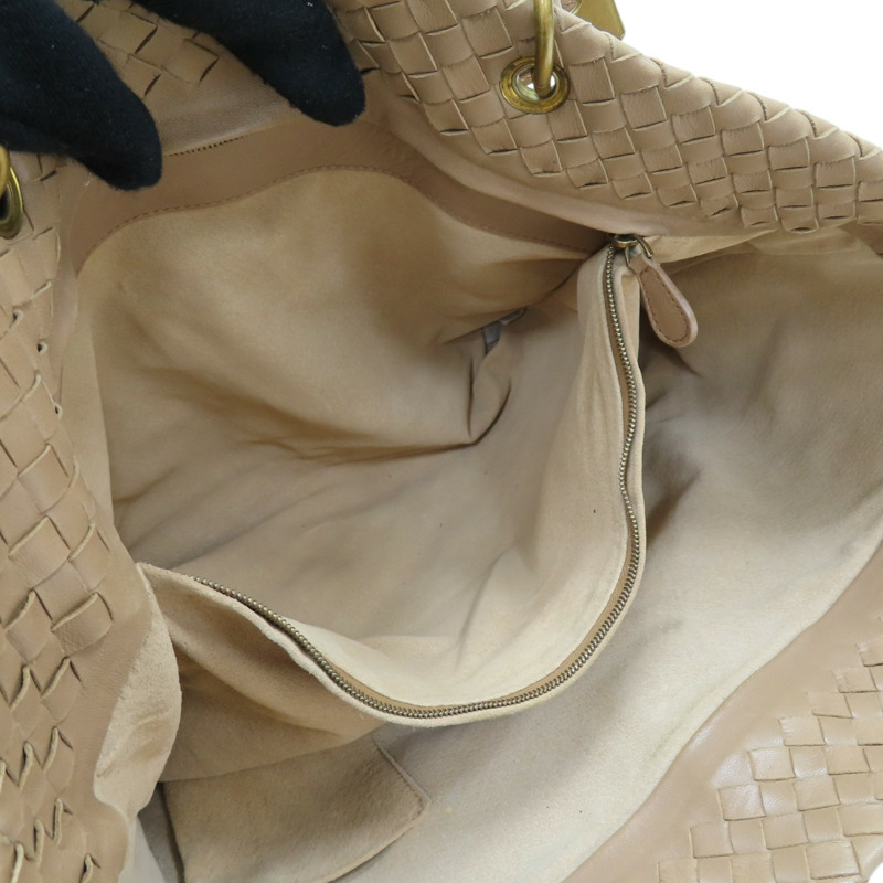 淺棕色 編織羊皮 Intrecciato Capri 手提包【BOTTEGA VENETA 寶緹嘉】 162197-6