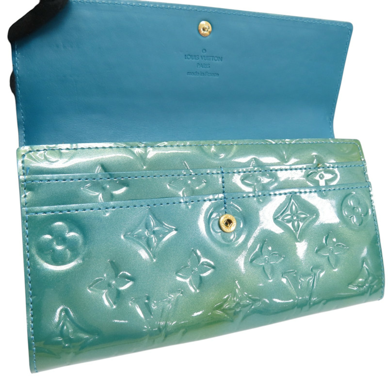 藍色 漆皮 Sarah 扣式 長夾 變色【LOUIS VUITTON LV 路易威登】 M93636-4