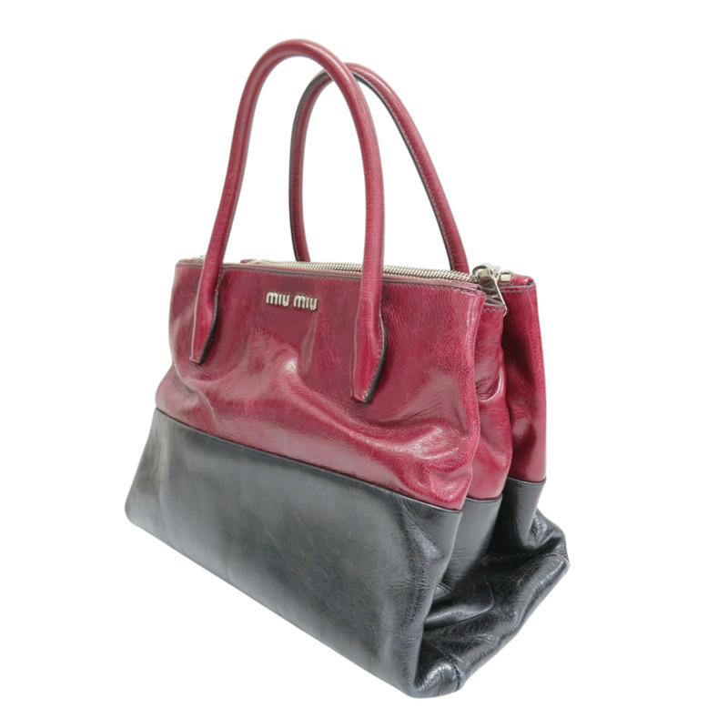 紅/黑色 亮面牛皮 兩用包【MIU MIU 繆繆】 RNB941-2