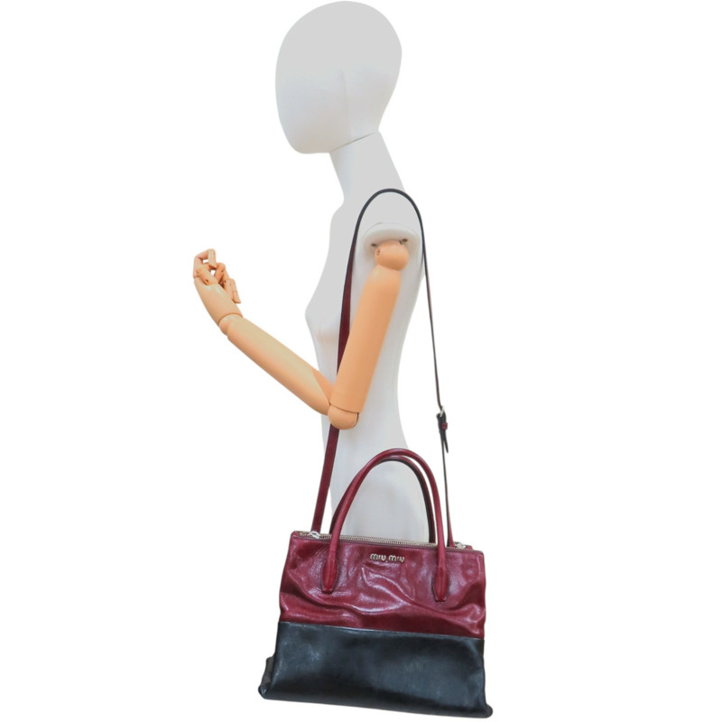 紅/黑色 亮面牛皮 兩用包【MIU MIU 繆繆】 RNB941-11