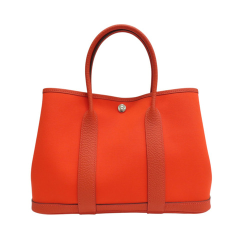 橘色 帆布 Negonda 牛皮 Garden Party 30 Ginger 手提包 Y刻【HERMES 愛馬仕】