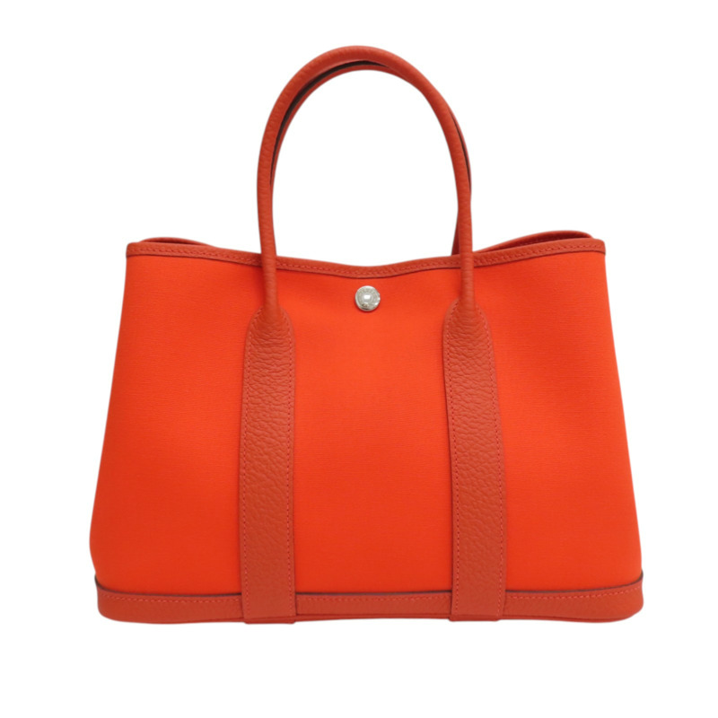 橘色 帆布 Negonda 牛皮 Garden Party 30 Ginger 手提包 Y刻【HERMES 愛馬仕】-1
