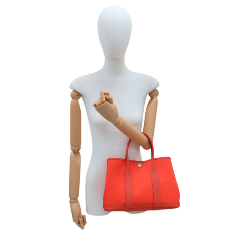 橘色 帆布 Negonda 牛皮 Garden Party 30 Ginger 手提包 Y刻【HERMES 愛馬仕】-9