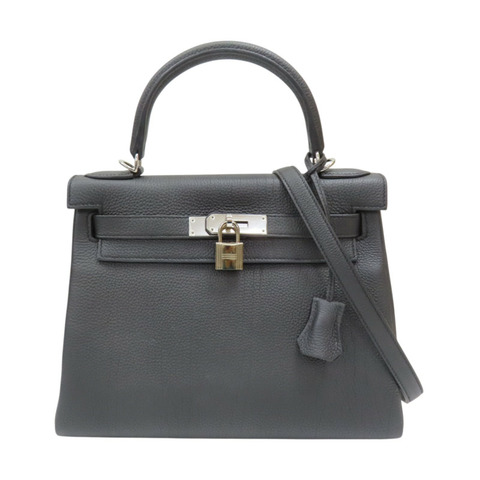 黑色 TOGO牛皮 Kelly 28 凱莉包 兩用包 A刻 銀扣【HERMES 愛馬仕】