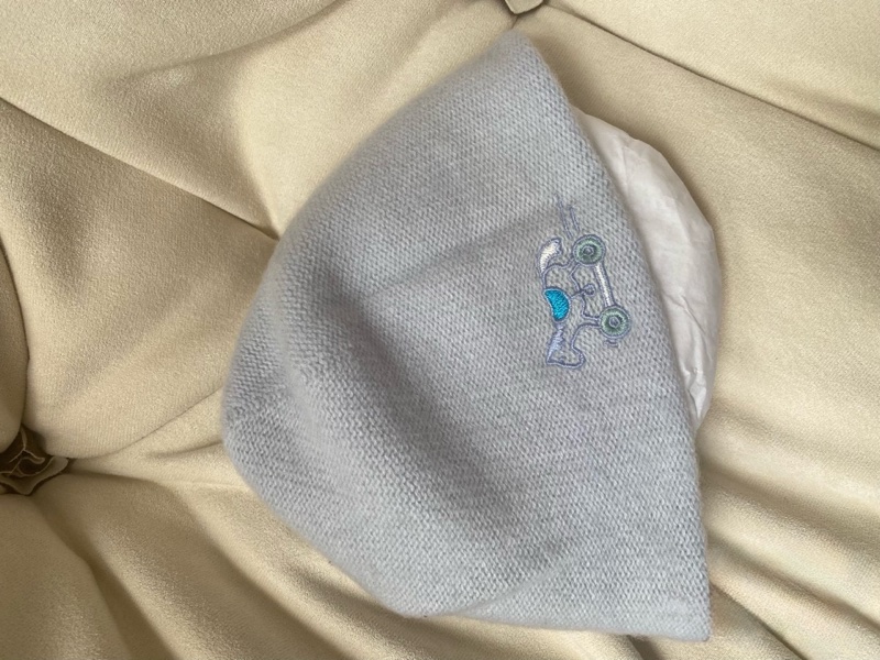 自用首選 Hermès 嬰兒羊絨帽 Cashmere 淺藍木馬刺繡 近全新-2