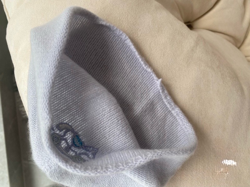 自用首選 Hermès 嬰兒羊絨帽 Cashmere 淺藍木馬刺繡 近全新-3