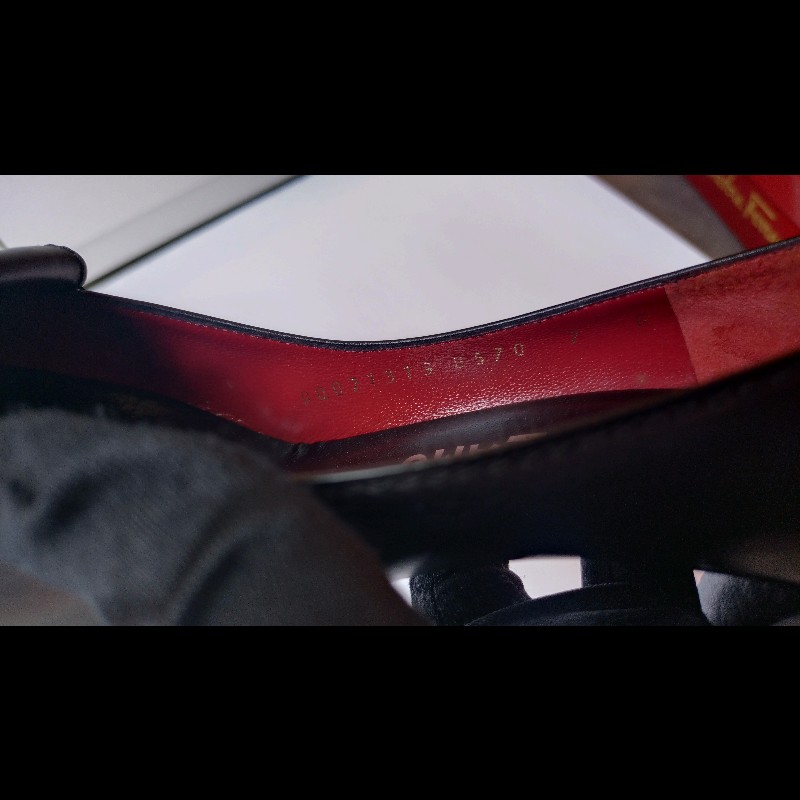 Ferragamo 銀釦頭黑皮高跟女鞋-14