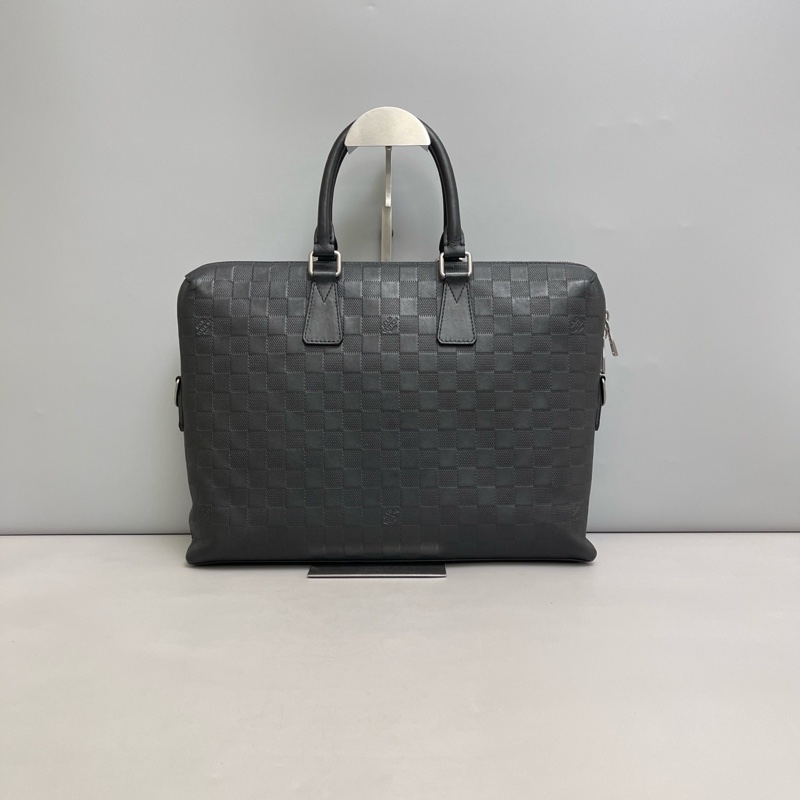 LV路易威登 男士 黑棋盤格全皮公文包 ，97新-1