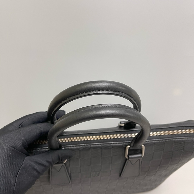 LV路易威登 男士 黑棋盤格全皮公文包 ，97新-5