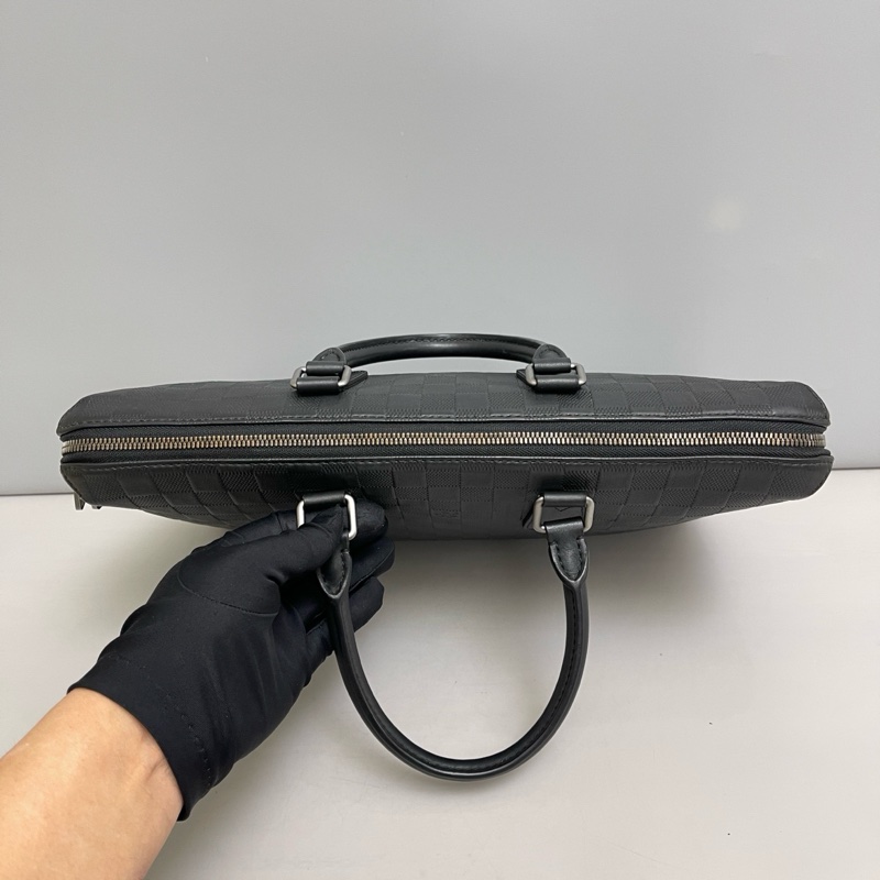 LV路易威登 男士 黑棋盤格全皮公文包 ，97新-6