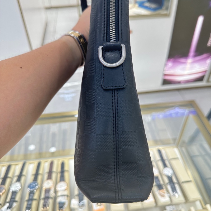 LV路易威登 男士 黑棋盤格全皮公文包 ，97新-2