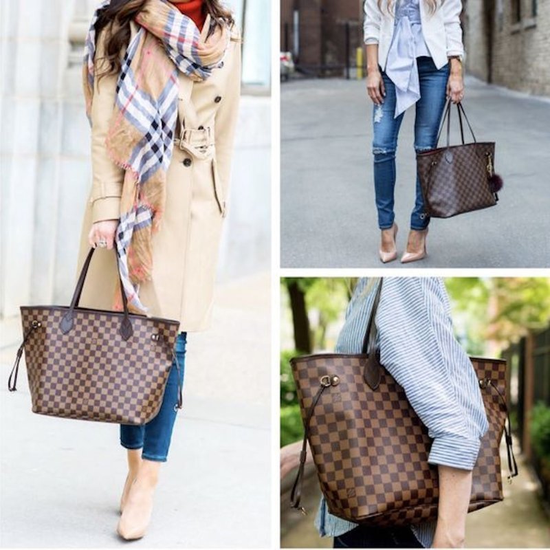 LV Neverfull MM🎀實品拍照🎀中款 棋盤格 托特包 N51105~~二手-3