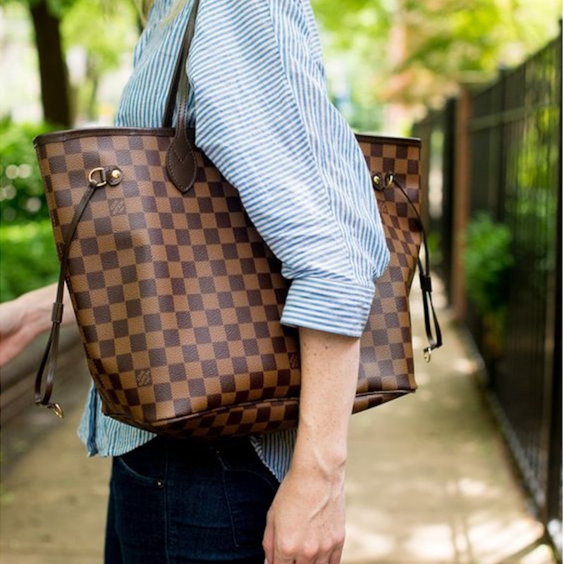 LV Neverfull MM🎀實品拍照🎀中款 棋盤格 托特包 N51105~~二手-7