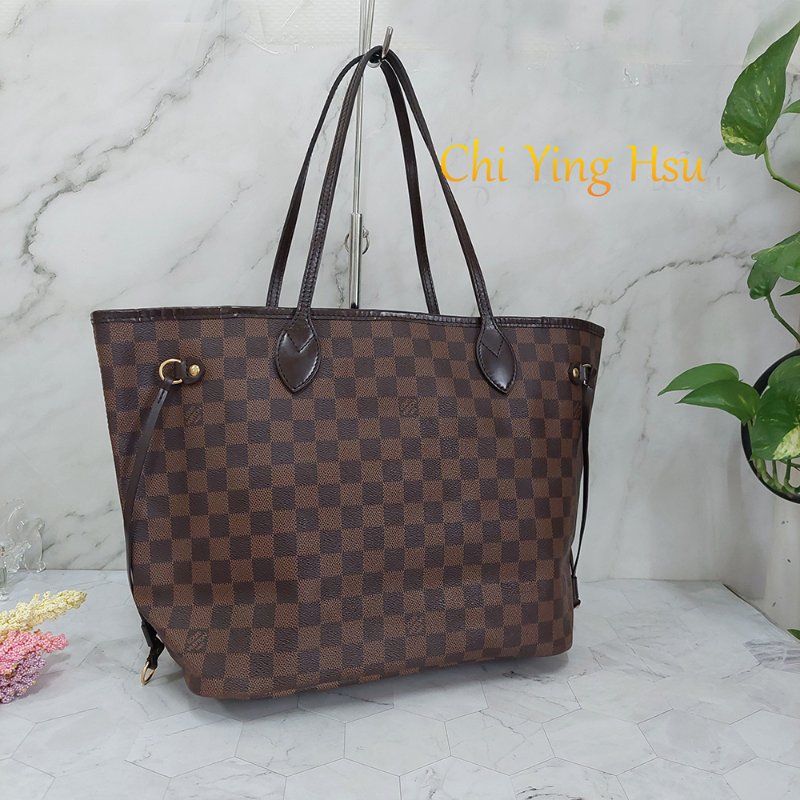 LV Neverfull MM🎀實品拍照🎀中款 棋盤格 托特包 N51105~~二手-13