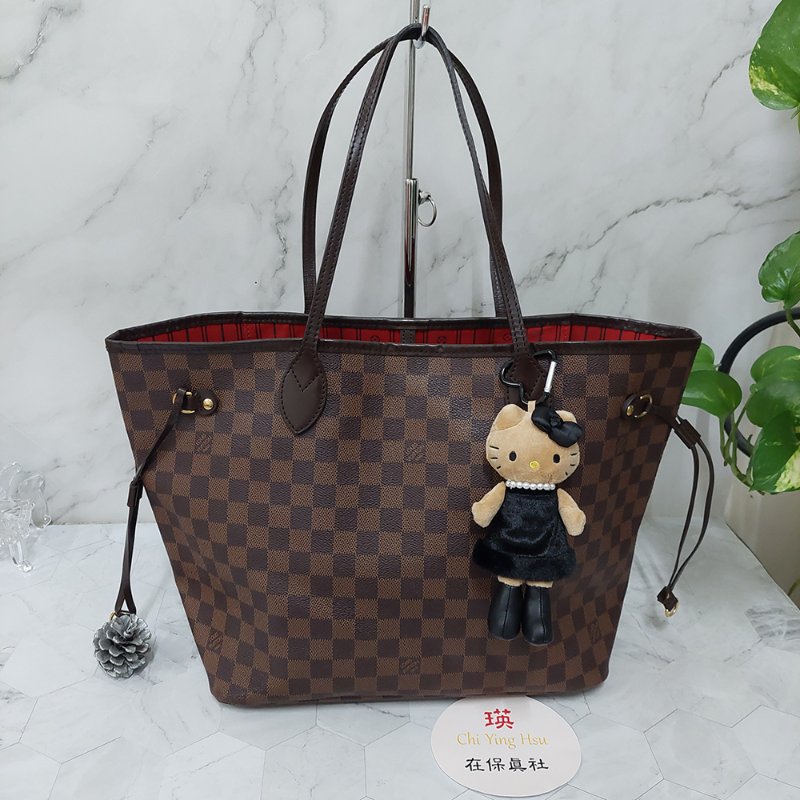 LV Neverfull MM🎀實品拍照🎀中款 棋盤格 托特包 N51105~~二手-14