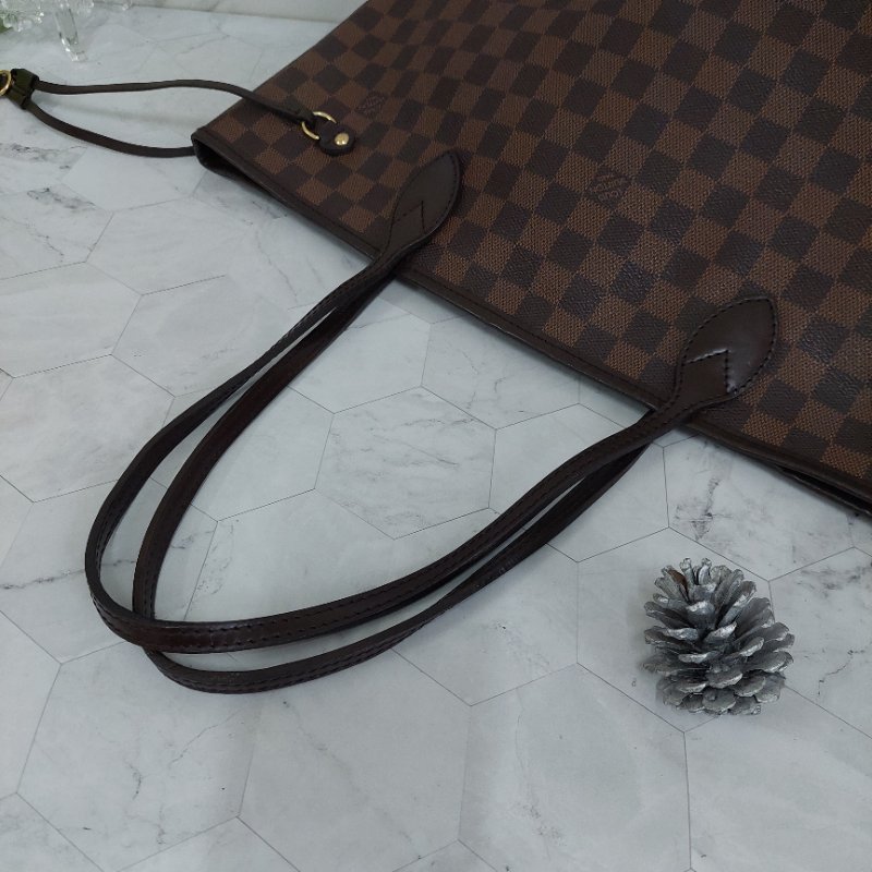 LV Neverfull MM🎀實品拍照🎀中款 棋盤格 托特包 N51105~~二手-21