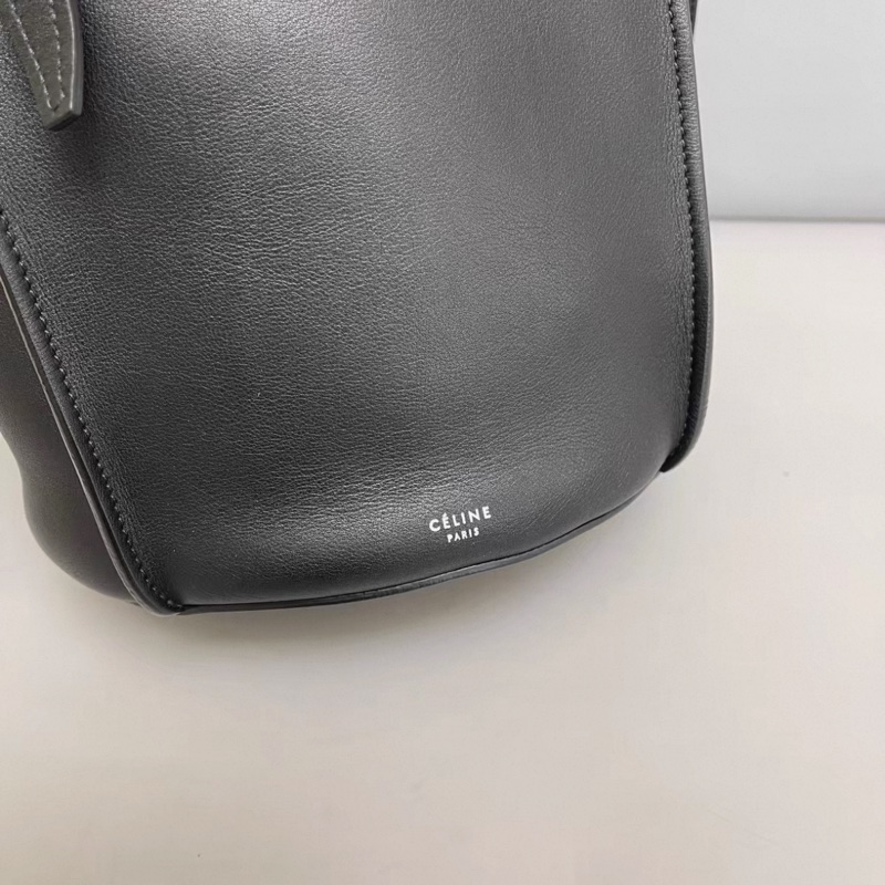 Celine賽琳 Big bag bucket黑色全皮水桶包-5