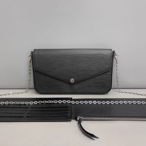 LV路易威登 黑色水波紋三合一