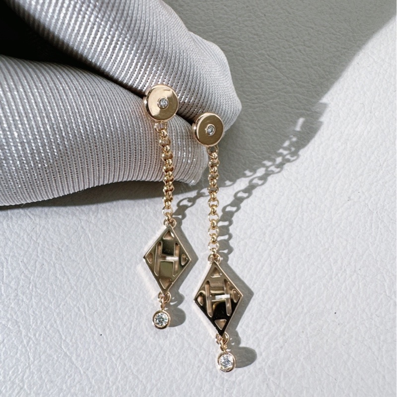 Hermes愛馬仕 Ex-Libris H馬鞍釘流蘇耳環，經典 H Logo-2