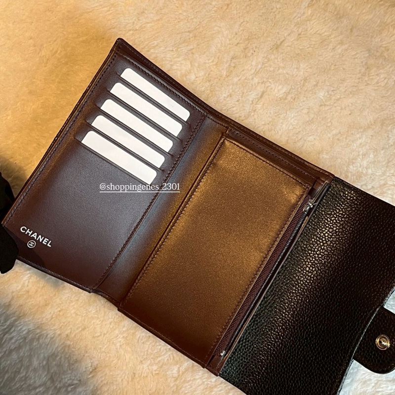 香奈兒 Chanel 經典款 黑銀中夾 荔枝牛皮-1