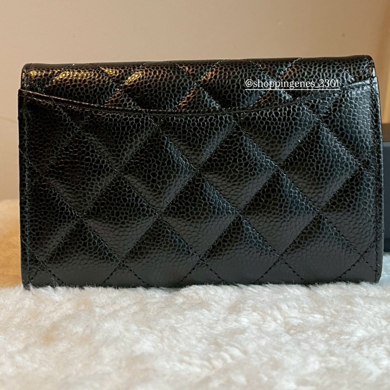 香奈兒 Chanel 經典款 黑銀中夾 荔枝牛皮-3